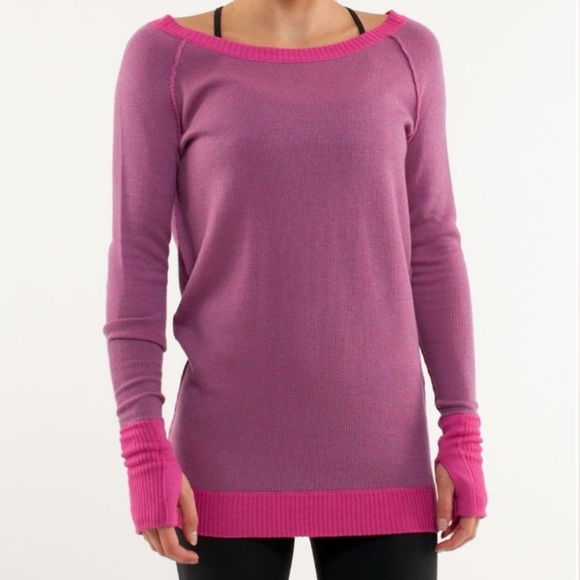 Lululemon Chai Time Pullover IIHeathered Paris Pink Reversible Women's - Picture 1 of 10